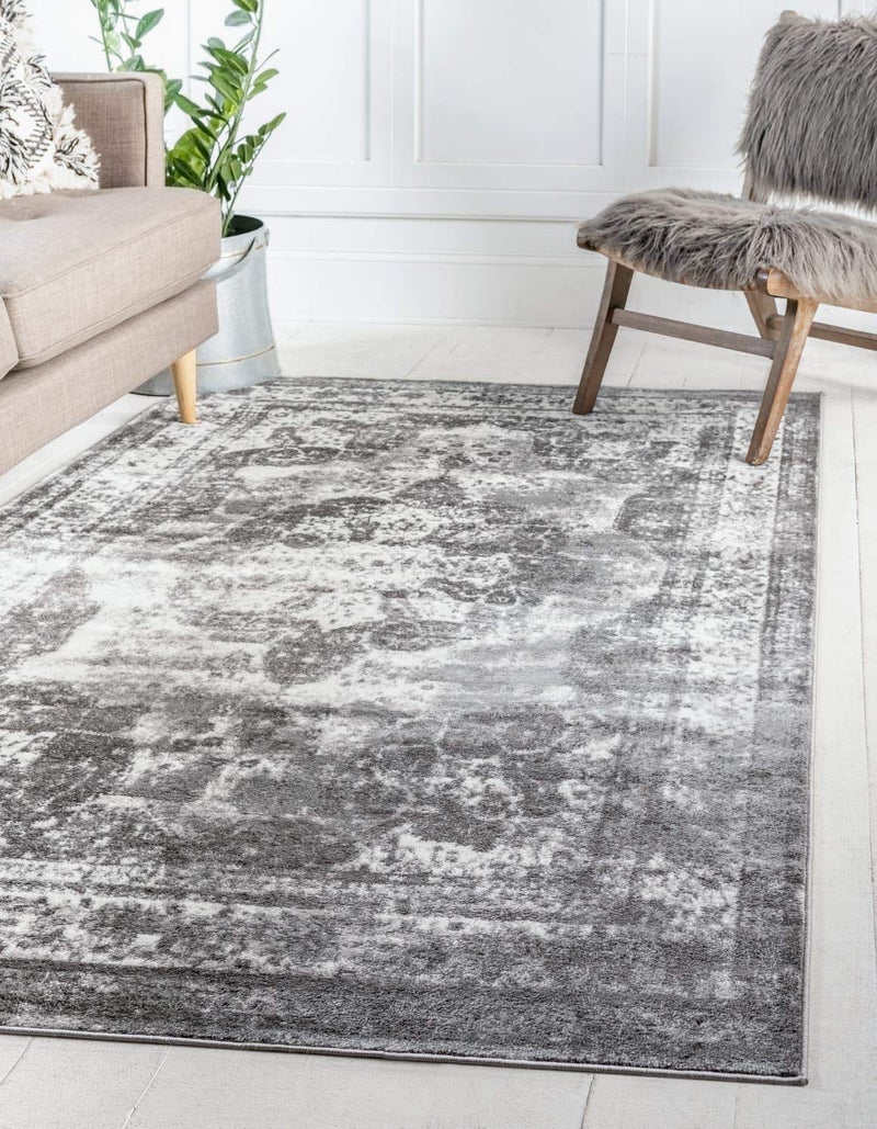 Unique Loom Sofia Collection Area Rug  Salle Garnier 4 1 x 6 1 Rectangle Gray Ivory