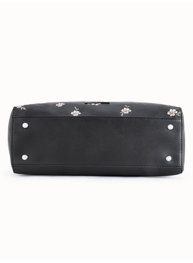 Caprese Bloom Satchel Bag, Medium | Stylish Floral Handbag for Women with Multiple Compartments | Organized Interior Pockets, Secure Top Zip Closure| Perfect for Casual & Daily Essentials (Black) - Image 3