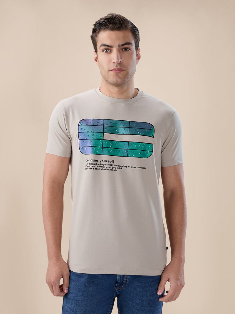 STATUS QUO Graphic Print Regular Fit Grey T-shirt - Image 1