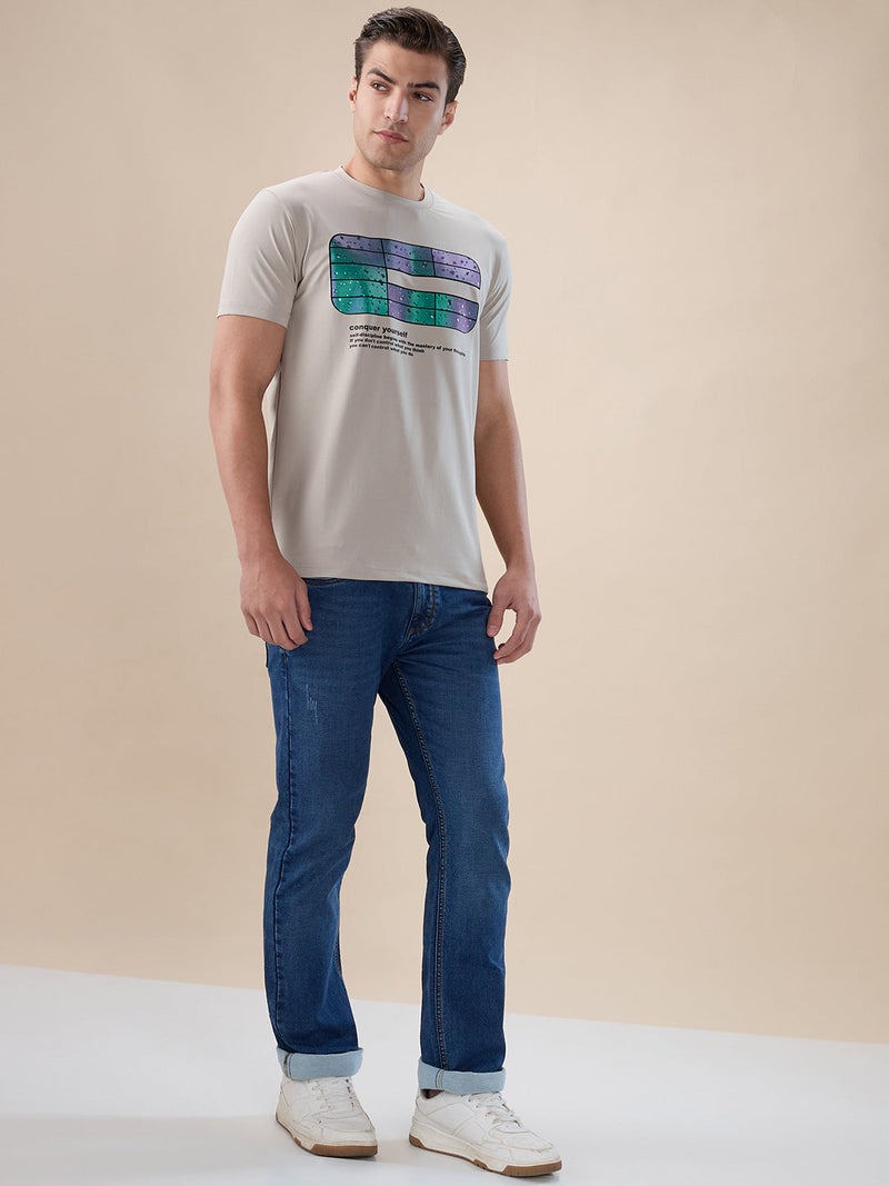 STATUS QUO Graphic Print Regular Fit Grey T-shirt - Image 5