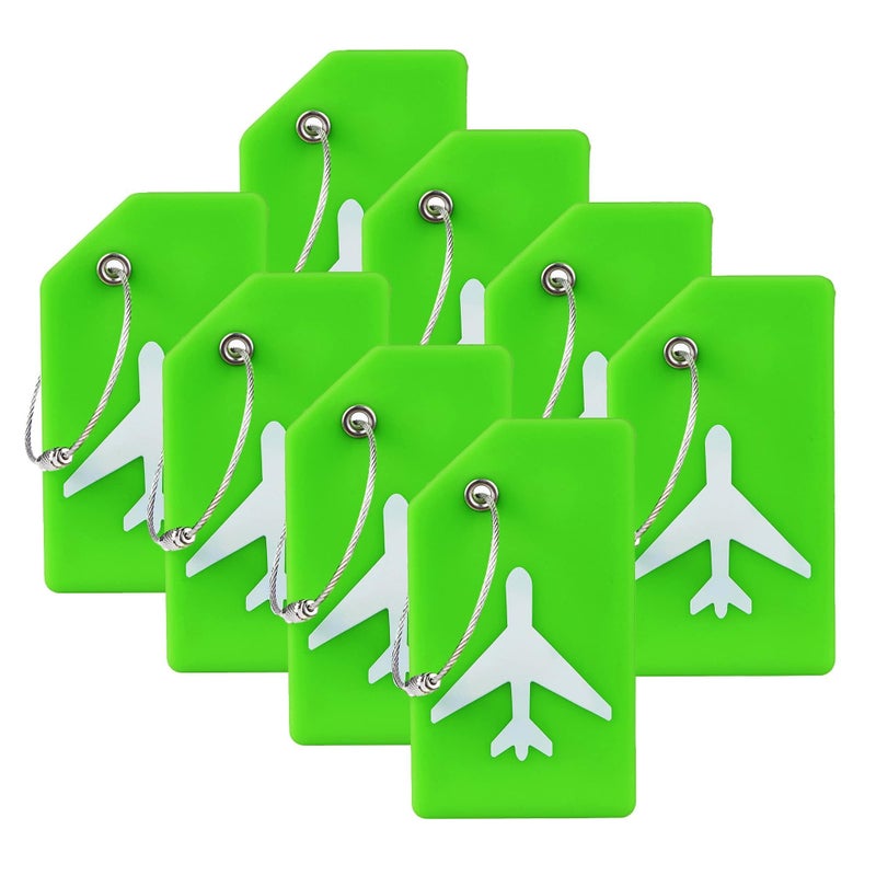Gostwo 8 Pack Silicone Luggage Tag for Suitcases with Stainless Loop, TSA Approved, Privacy Protection Travel Essentials Bag Tags by Gostwo, Green - Image 1