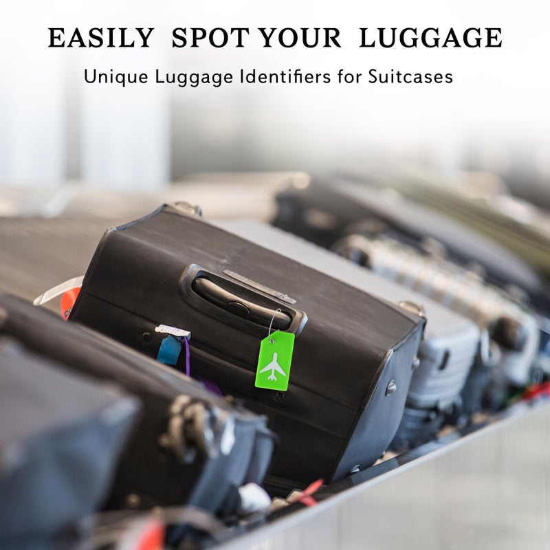 Gostwo 8 Pack Silicone Luggage Tag for Suitcases with Stainless Loop, TSA Approved, Privacy Protection Travel Essentials Bag Tags by Gostwo, Green - Image 3