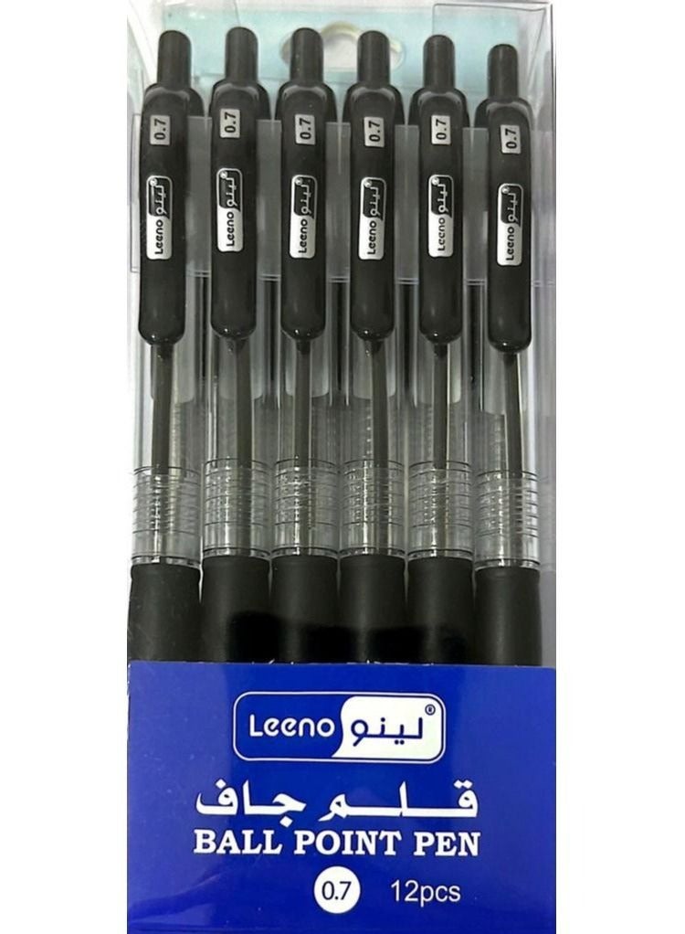 LEENO 12-Piece 0.7mm Ball Point Pen Set Black