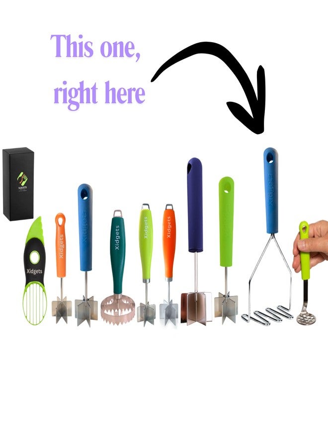 Xidgets Large Stainless Steel Potato Masher with Soft Grip Handle – Heavy Duty Vegetable, Bean & Avocado Masher for Smooth & Creamy Mashes – Dishwasher Safe (Lagoon Blue) - Image 4