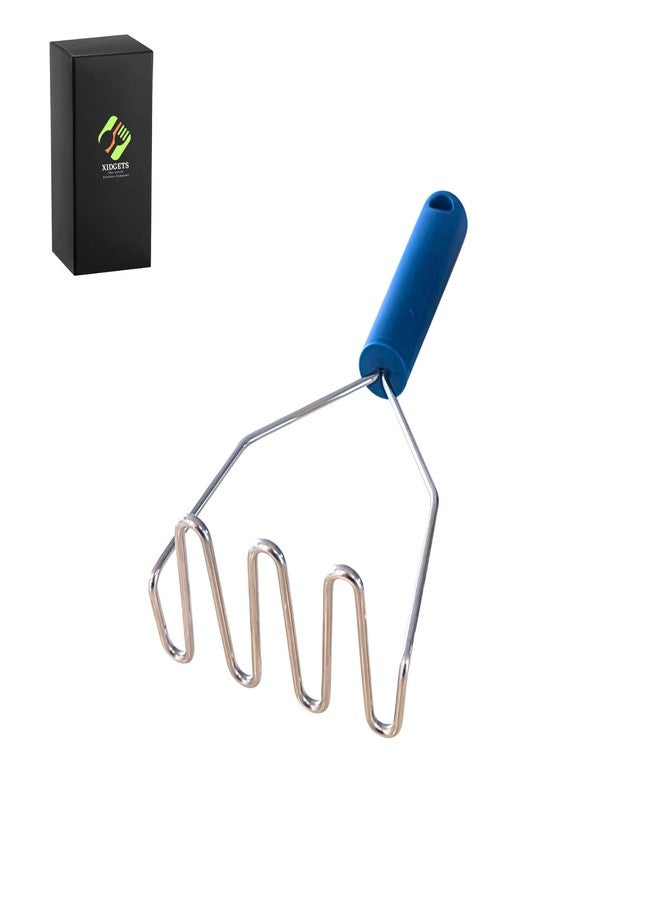 Xidgets Large Stainless Steel Potato Masher with Soft Grip Handle – Heavy Duty Vegetable, Bean & Avocado Masher for Smooth & Creamy Mashes – Dishwasher Safe (Lagoon Blue) - Image 1