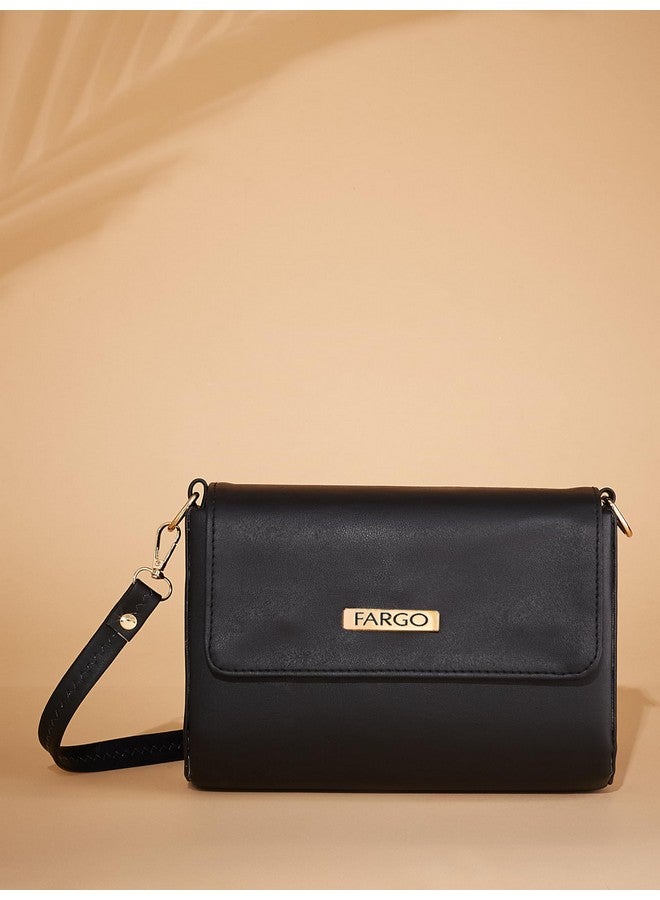 Fargo PU Women's Sling Bag Shoulder Bag For Women (Black) - Image 3