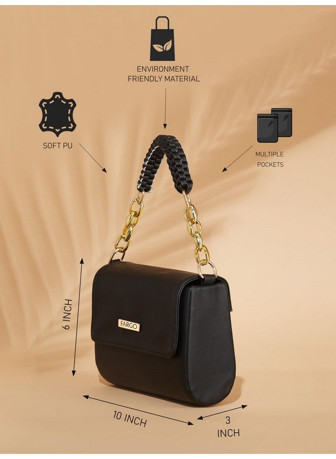 Fargo PU Women's Sling Bag Shoulder Bag For Women (Black) - Image 4