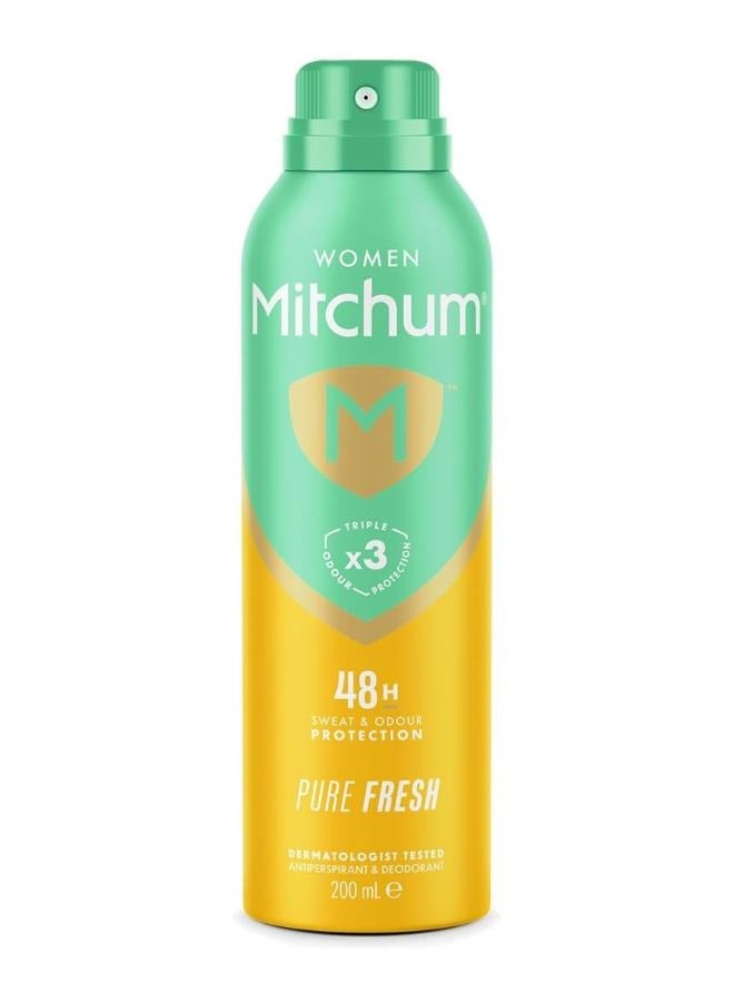 ميتشوم مزيل عرق بخاخ بيور فريش للنساء، حماية ثلاثية من الروائح الكريهة لمدة 48 ساعة، 200 مل
