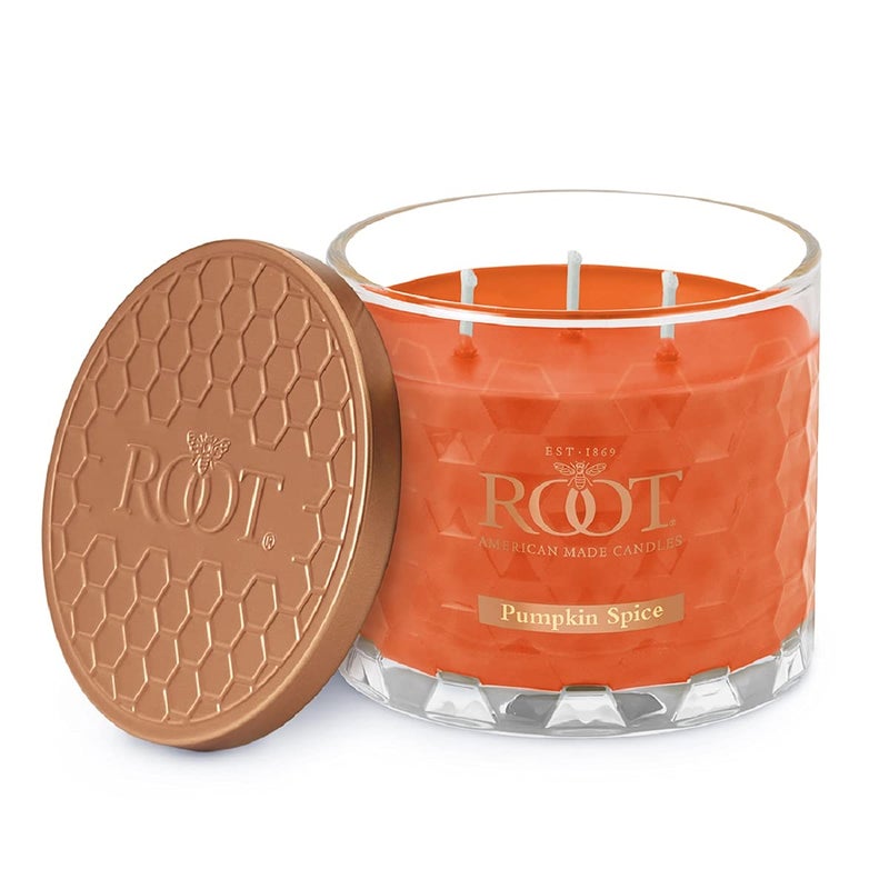 Root Candles Fall Scented Candles Honeycomb Glass Premium 3Wick Handcrafted Beeswax Blend Candle 12Ounce Pumpkin Spice
