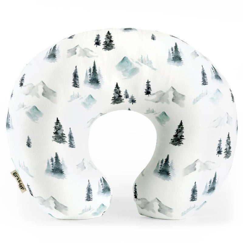 GRSSDER Nursing Pillow Cover Stretchy Minky Removable Nursing Covers for Breastfeeding Pillows, Ultra Soft Comfortable Slipcover for Boys, Wild Forest Pattern - Image 1