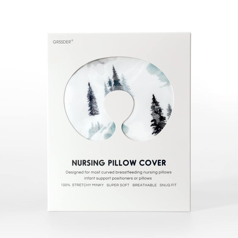 GRSSDER Nursing Pillow Cover Stretchy Minky Removable Nursing Covers for Breastfeeding Pillows, Ultra Soft Comfortable Slipcover for Boys, Wild Forest Pattern - Image 4