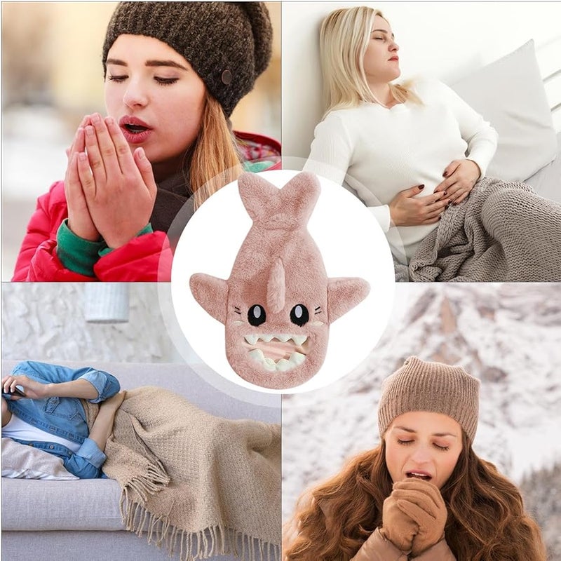 Pink Shark Hot Water Bottle Hand Warmer For Pain Relief Cold Therapy Travel Winter - Image 5
