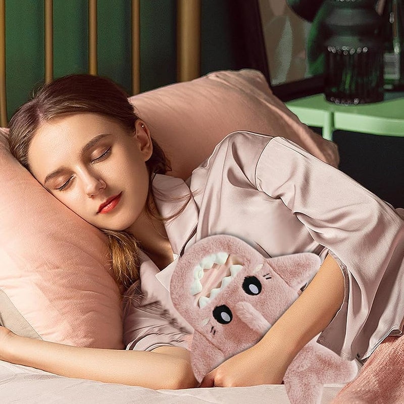 Pink Shark Hot Water Bottle Hand Warmer For Pain Relief Cold Therapy Travel Winter - Image 3