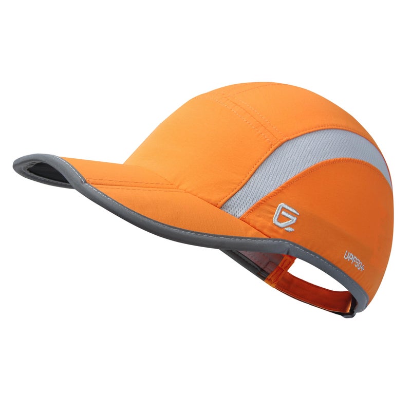 GADIEMKENSD Baseball Cap Nylon Running Cap Outdoor Sports Hat Adjustable Quick Drying Reflective Foldable 50+ UPF Inhibit UV Mesh Race Lightweight Water Repellency Orange - Image 1