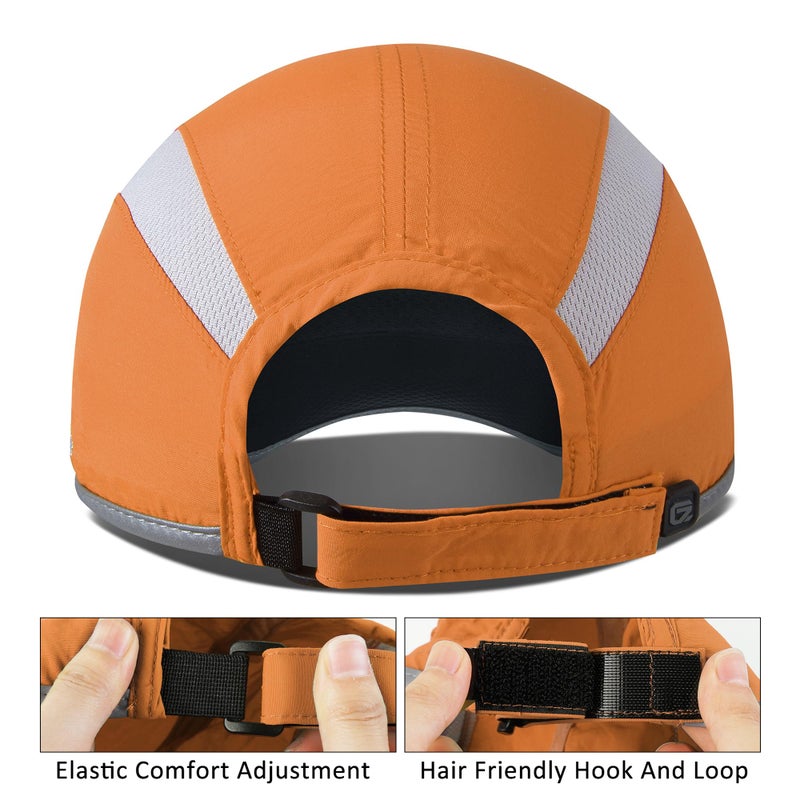 GADIEMKENSD Baseball Cap Nylon Running Cap Outdoor Sports Hat Adjustable Quick Drying Reflective Foldable 50+ UPF Inhibit UV Mesh Race Lightweight Water Repellency Orange - Image 3