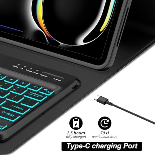 Microware iPad Pro 13 Case with Keyboard M4 2024, iPad 13 Inch Pro Keyboard Case, 7Colors Backlit Bluetooth Magnetic Keyboard Soft Protective Folio Tablet Smart Case with Apple Pencil Pro Holder - Image 2