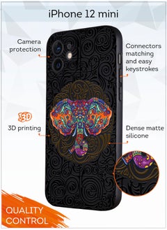 MOBILIUS for iPhone 12 Mini Case, Shockproof Protective Phone Case Cover for iPhone 12 Mini, with The elephant Festival Pattern  - Image 2
