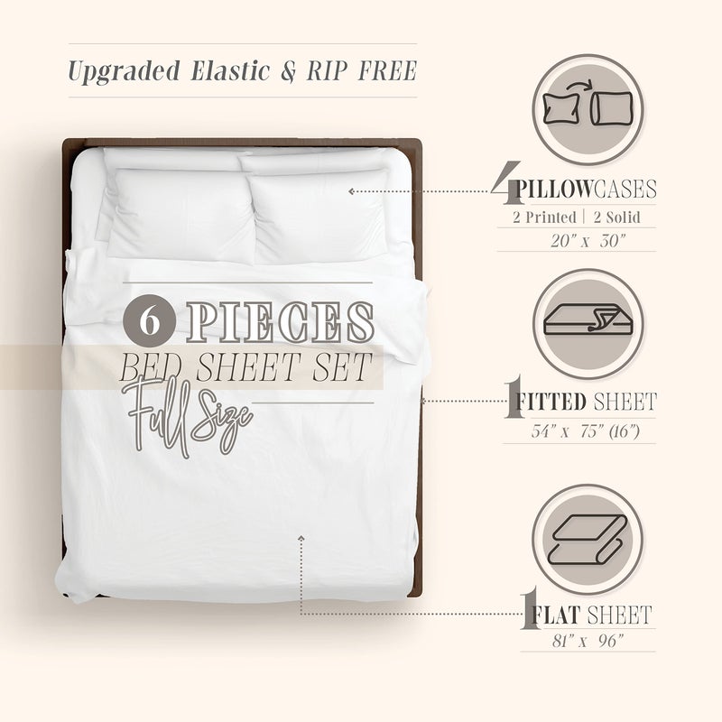Elegant Comfort Elegant Comfort Aria Tie-Dye 6-Piece Sheet Set  1500 Premium Hotel Quality Microfiber  Spiral Tie-Dye  Soft  Fade and Wrinkle Resistant  Fitted Sheet with Smart Pockets  6PC Tie-Dye Full  Mocha  - Image 3