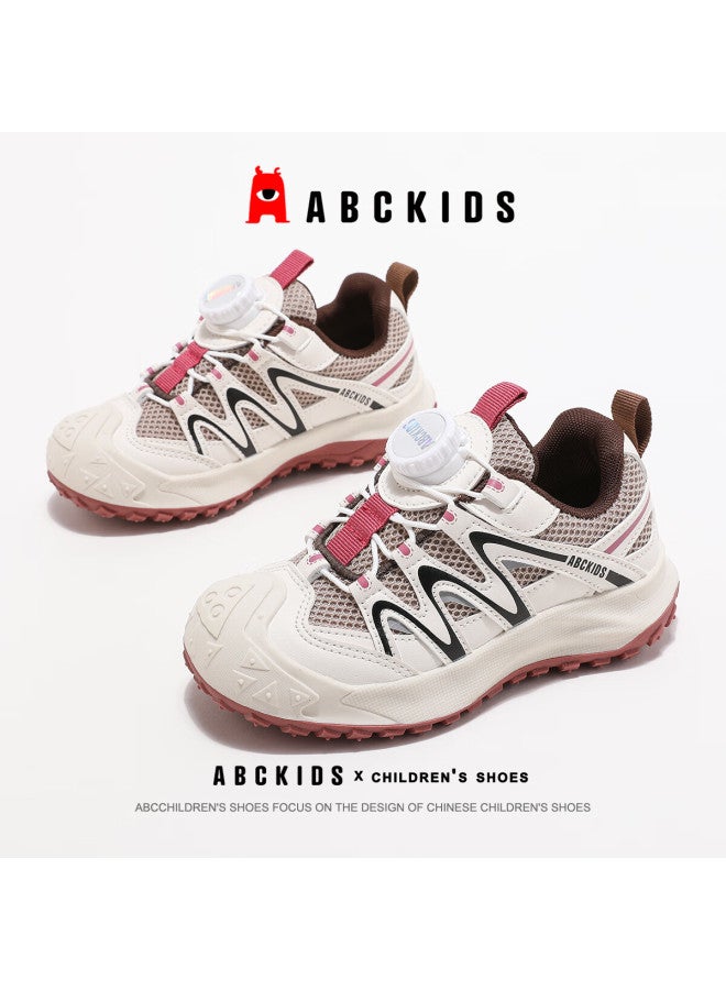 Abc Kids Kids Sports Shoes Autumn Lightweight Casual Shoes Classic Versatile Boys Running Shoes Red Brown Size 33 - Image 1