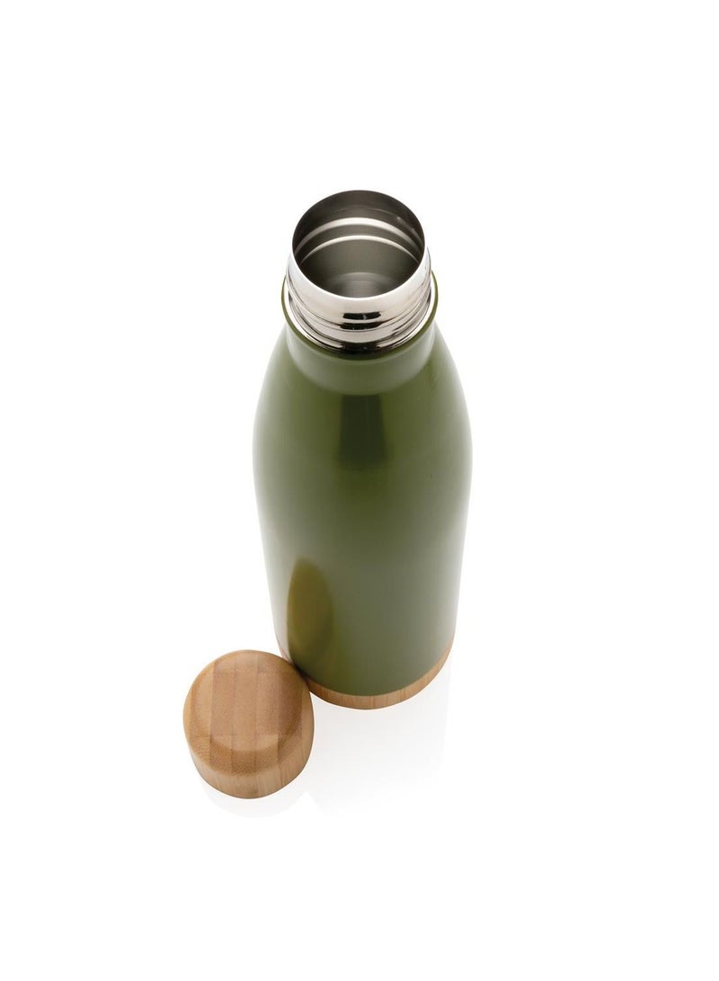 جيفتولوجي زجاجة مزدوجة من الفولاذ المقاوم للصدأ معزولة بالفراغ مع غطاء وقاعدة من الخيزران-مثالية للمشروبات الساخنة والباردة أثناء التنقل-520 مل (أخضر) - Image 3