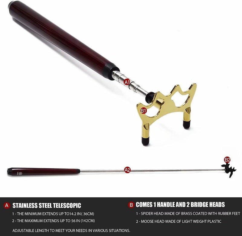 Collapsar Retractable Billiards Pool Cue Stick Bridge with Removable Metal Bridge Head,Billiards Pool Cue Accessory for Pool Table - Image 3