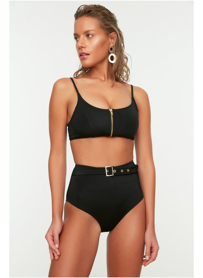 trendyol - Black Belted High Waist Bikini Bottom TBESS20BA0246 - Image 1