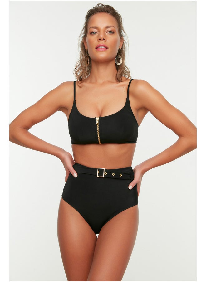 trendyol - Black Belted High Waist Bikini Bottom TBESS20BA0246 - Image 1