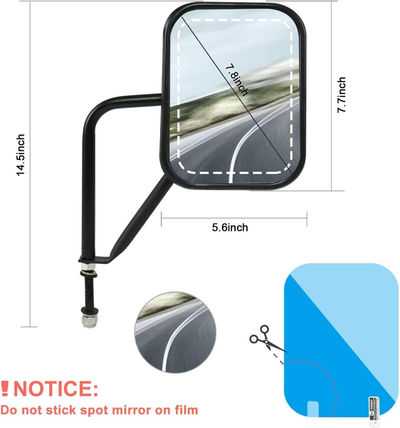 Iker Doors Off Mirrors Compatible with Jeep Wrangler JK JL & Unlimited,Anti-shake and Wider View Mirror Door Off Easier Install Door Hinge Mirror - Image 5
