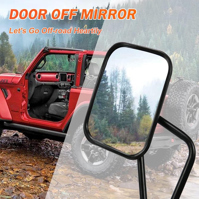 Iker Doors Off Mirrors Compatible with Jeep Wrangler JK JL & Unlimited,Anti-shake and Wider View Mirror Door Off Easier Install Door Hinge Mirror - Image 2