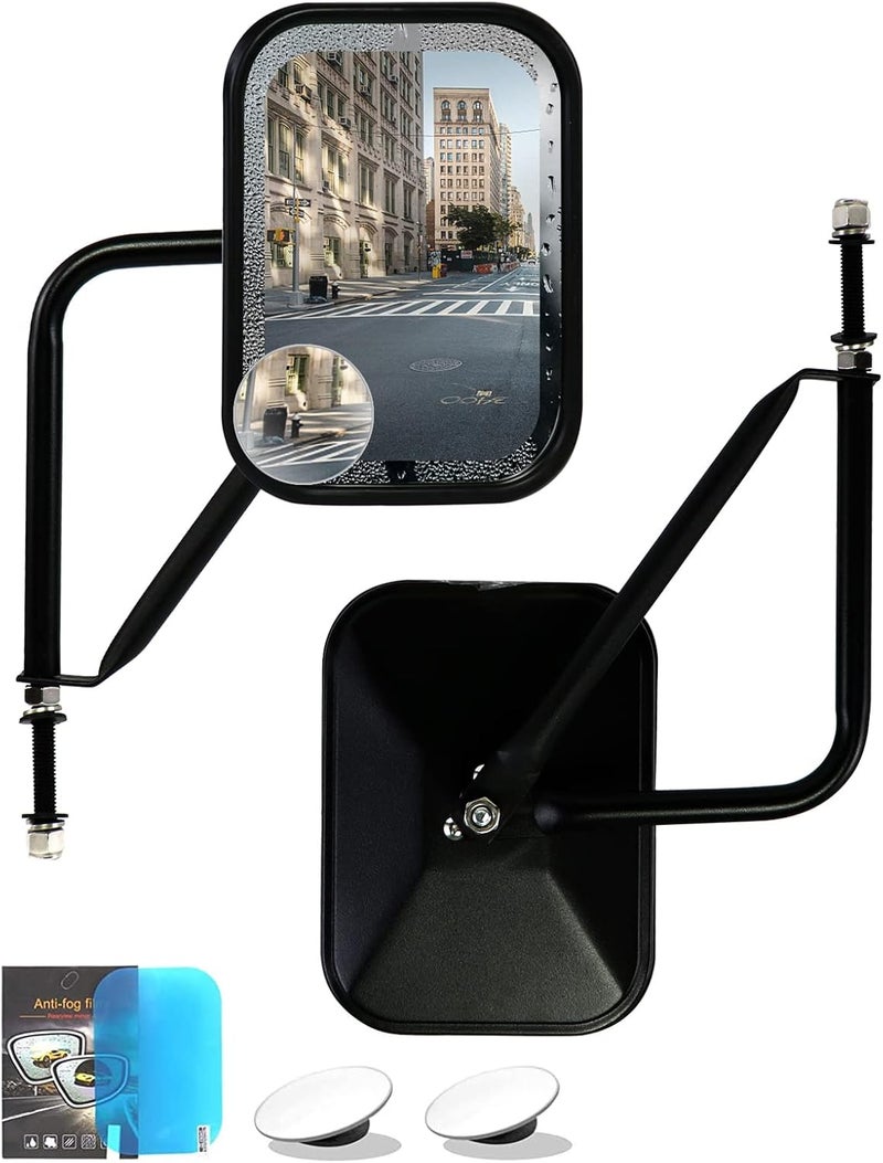 Iker Doors Off Mirrors Compatible with Jeep Wrangler JK JL & Unlimited,Anti-shake and Wider View Mirror Door Off Easier Install Door Hinge Mirror - Image 1