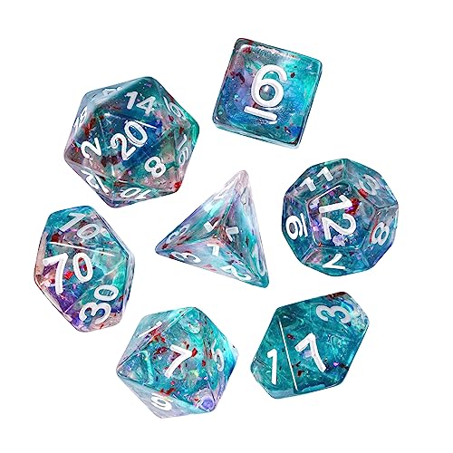 HDdais Resin DND Dice Set, 7PCS Glitter Foil Polyhedral Dice Set for Role Playing Game and Tabletop Games (Yellow&Pink) - Image 2