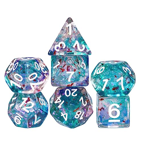 HDdais Resin DND Dice Set, 7PCS Glitter Foil Polyhedral Dice Set for Role Playing Game and Tabletop Games (Yellow&Pink) - Image 1