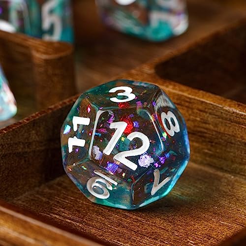 HDdais Resin DND Dice Set, 7PCS Glitter Foil Polyhedral Dice Set for Role Playing Game and Tabletop Games (Yellow&Pink) - Image 4