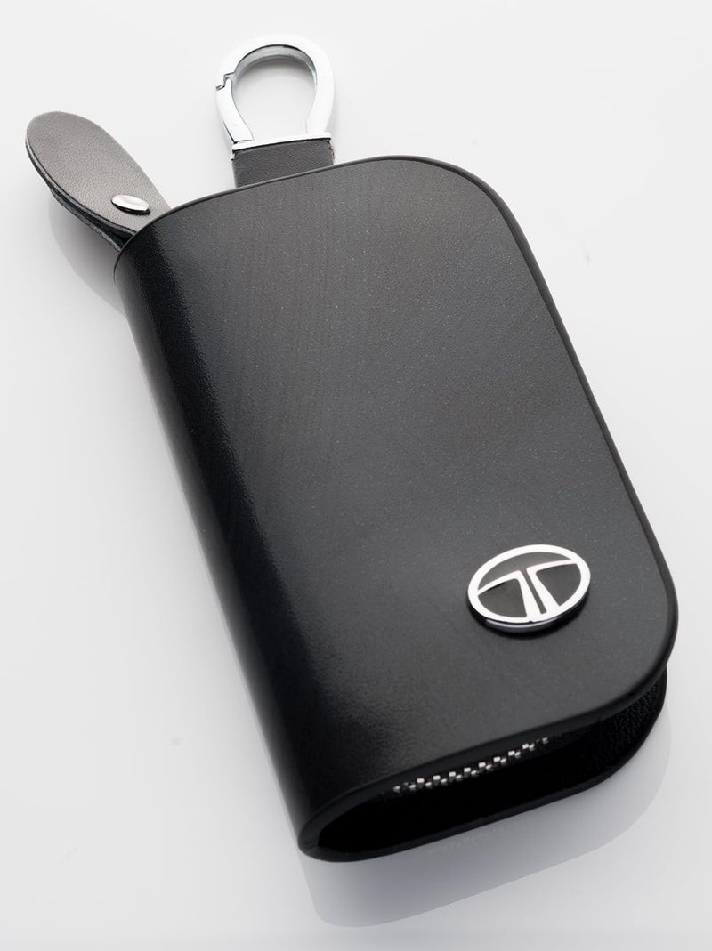 Contacts Car Key Cover Compatible with TATA Smart Key With Key Chain For Nexon, Harrier, Altroz, Tigor, Punch, Tiago EV Electric, BS6, Safari 2021, Safari Gold (Black)… - Image 1