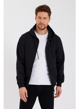 mmetalic Metalic Black Kangaroo Pocket Hooded Zippered Cotton Inside Men's Sweatshirt  - Image 3