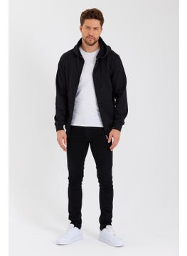 mmetalic Metalic Black Kangaroo Pocket Hooded Zippered Cotton Inside Men's Sweatshirt  - Image 4