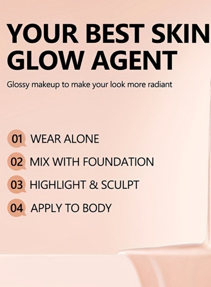 lakerain Full Match Glow Foundation Enhance Natural Glow Liquid Foundation Highlighter Makeup for Face and Body Moisturize High Coverage Long Lasting Highlighter Foundation Cream 40ml Light 02 - Image 4