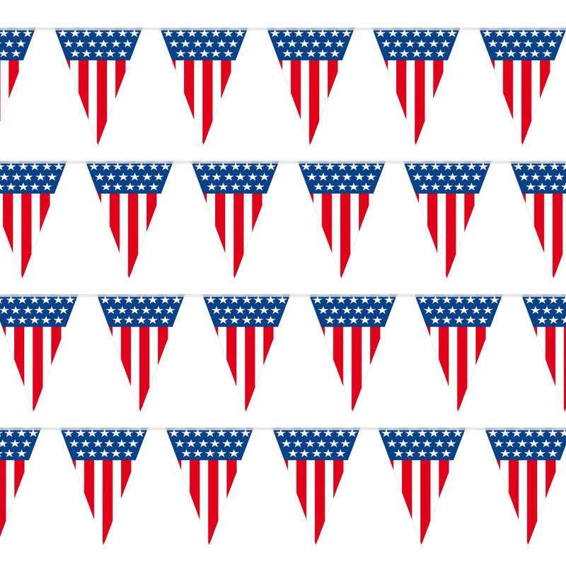 BASHOUT USA Flag Pennant Banner 100 FT Long American String Flags 18 Inch Tall Triangle Flag Decorations USA Party Stars and Stripes Bunting Garland 4th of July Patriotic Decoration BASHOUT - Image 2