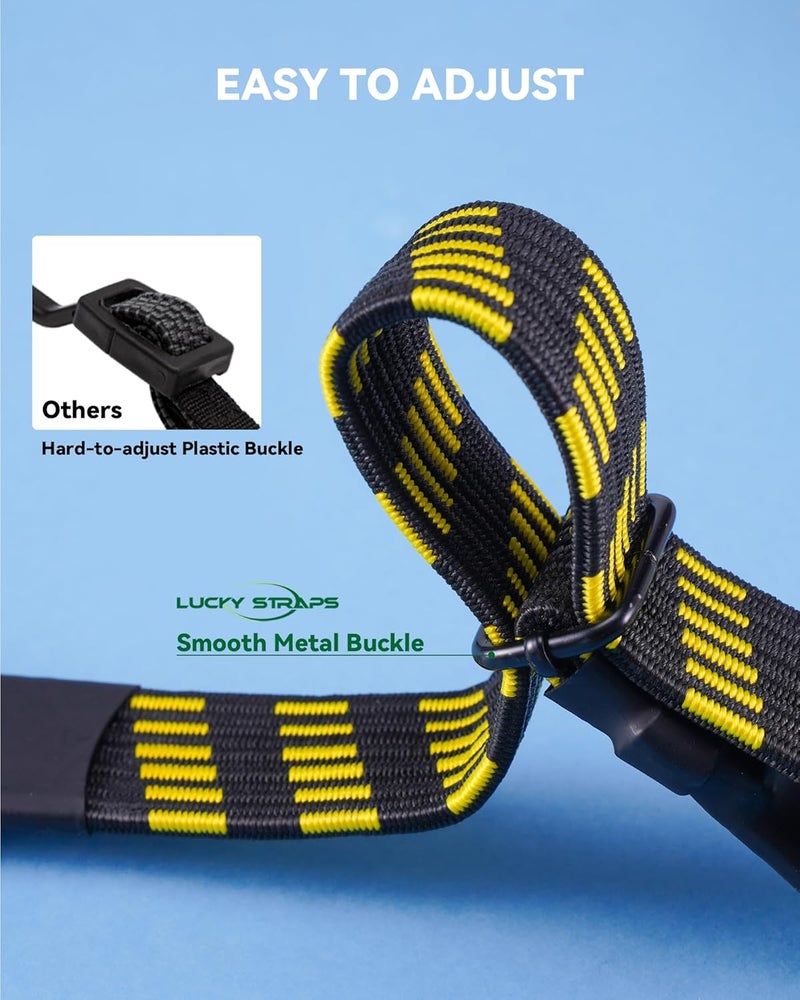 LuckyStraps 20" 40" 80" Flat Adjustable Bungee Cords Assorted Sizes, Easy-to-Adjust Heavy Duty Bungee Straps with 200 Lbs Max Break Strength & UV Protection, Perfect for Tents, Cargo, Luggage, Bike, etc. (6 Pcs) Global sizing options - Image 3