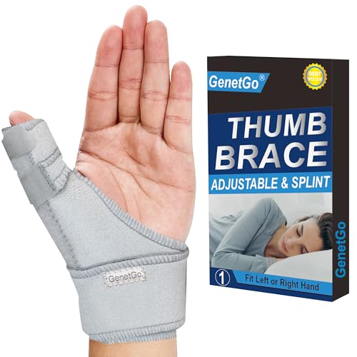 GenetGo Trigger Thumb Splint Thumb Spica Support Brace Stabilizer for Pain Sprains Arthritis Tendonitis Right Hand or Left Hand Grey - Image 2