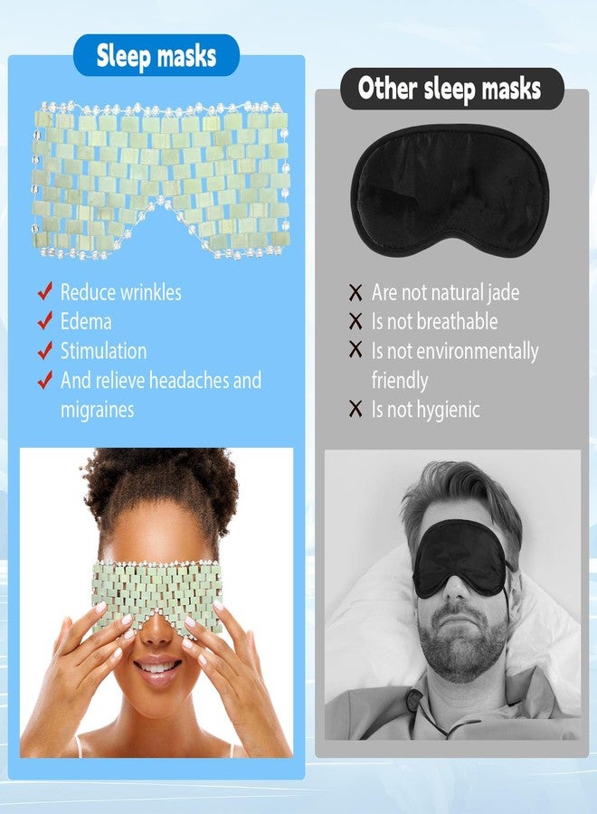 Coume 4 Pcs Jade Eye Mask Reusable Sage Green Facial Cooling Mask for Hot and Cold Anti-Aging Therapy to Reduce Wrinkles Puffiness Migraines Crystal Relief Sleeping Mask for Women Spa Treatment Gift - Image 5