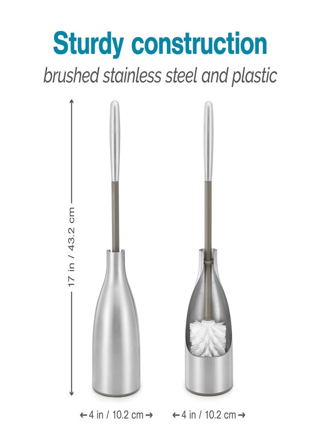 Polder Sleek Stainless Steel Toilet Brush with Caddy, Slim and Discreet Design, Open-Back Design for Odor Control, Rust-Resistant Stainless Steel - Image 2