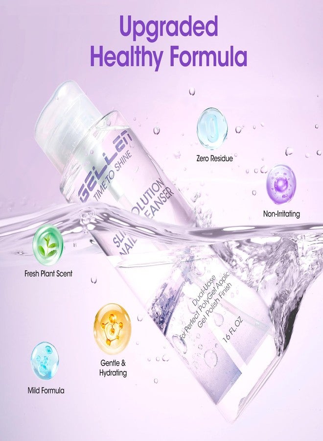 Gellen 473ml/16oz Slip Solution for Polygel Nails with Nail Brush, Pump Bottle Design Polygel Solution, Anti-stick Liquid for Poly Extension Gel & Nail Cleanser in a Bottle, Home Salon Cleaning Liquid - Image 5
