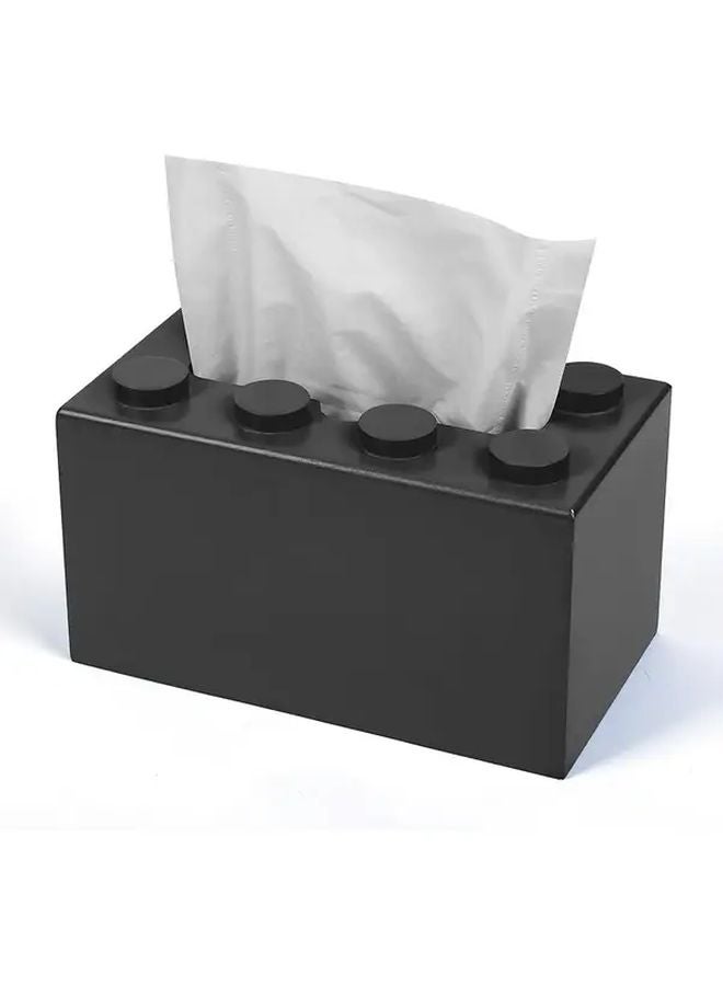 غطاء صندوق المناديل من كتل البناء السوداء حامل تخزين متعدد الوظائف للمنزل - Image 1
