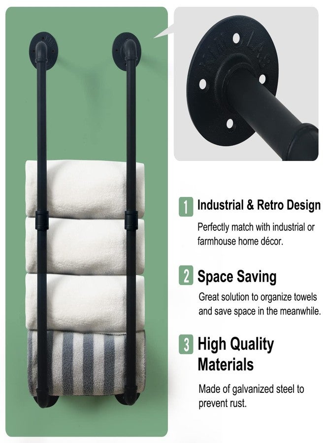 HouseAid Industrial Pipe Towel Rack, Farmhouse Bathroom Towel Storage Holder, Vintage Style Towel Organization, Wall Mounted, Matte Black - Image 4