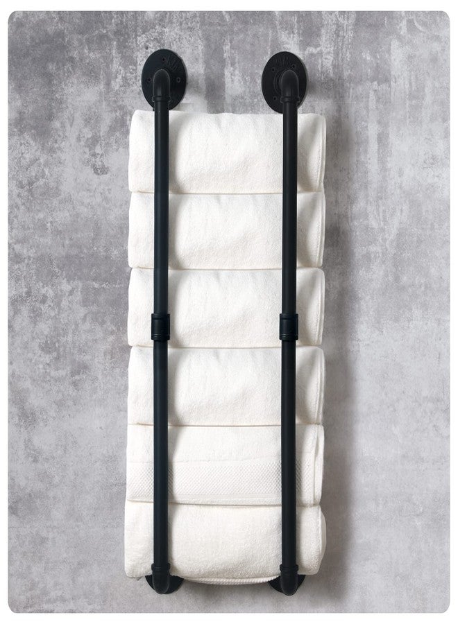 HouseAid Industrial Pipe Towel Rack, Farmhouse Bathroom Towel Storage Holder, Vintage Style Towel Organization, Wall Mounted, Matte Black - Image 3