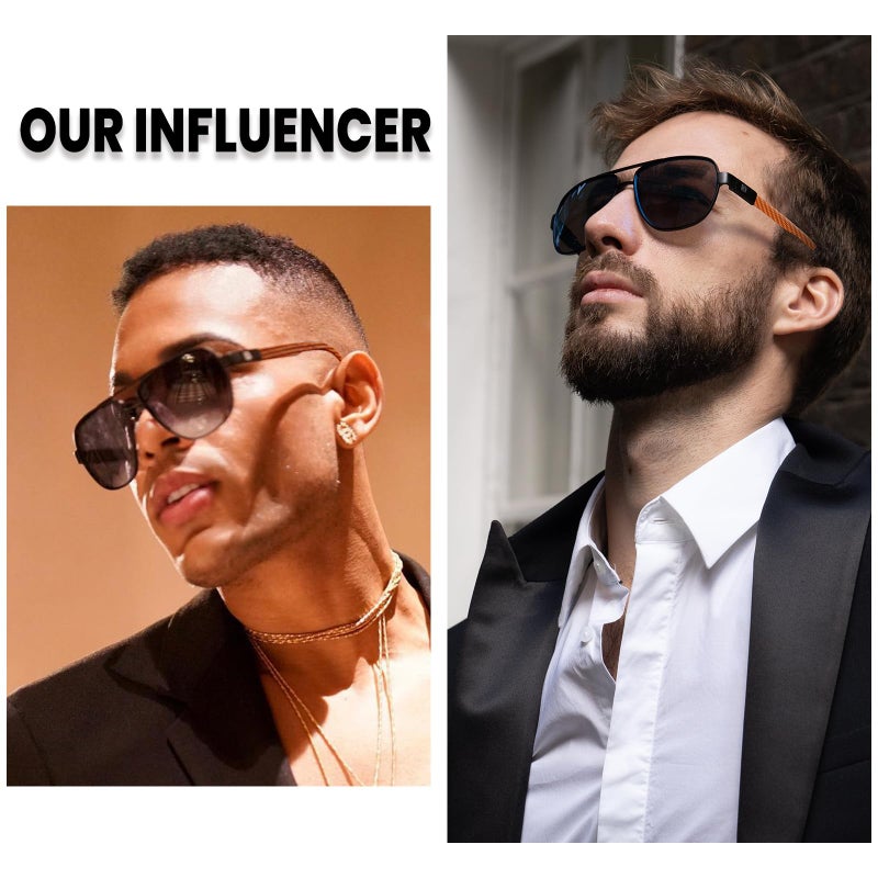 DUCO Aviator Sunglasses For Men Polarized Sunglasses Men UV Protection Carbon Fiber Temple Mens Sun glasses For Driving Grey 3051 - Image 2