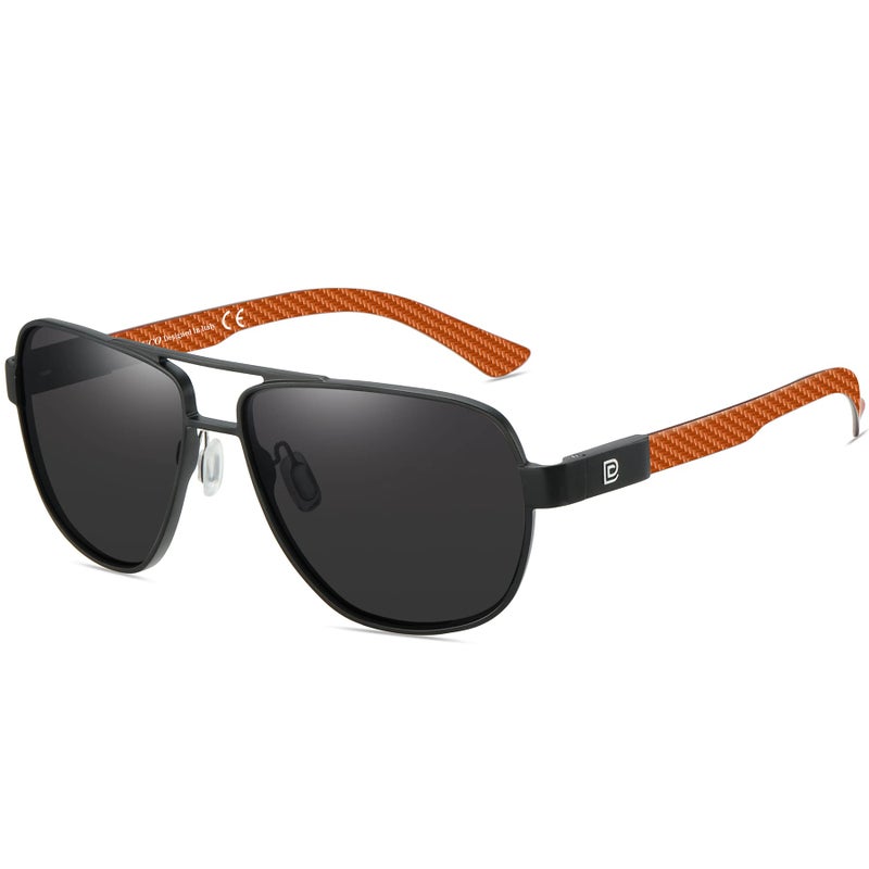 DUCO Aviator Sunglasses For Men Polarized Sunglasses Men UV Protection Carbon Fiber Temple Mens Sun glasses For Driving Grey 3051 - Image 1