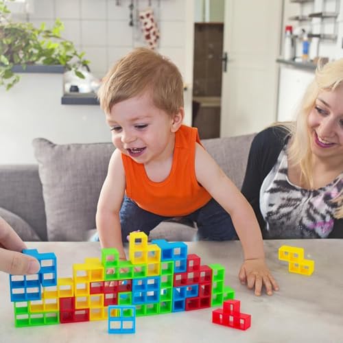 Goyal's Tetra Tower Game (4 Different Shapes) Stack Tower Blocks with Cards, Swing Stack Balance Building Block Interactive STEM Toy (Big Size) - Image 3