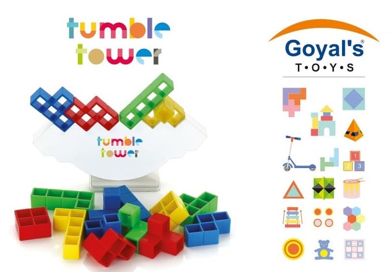 Goyal's Tetra Tower Game (4 Different Shapes) Stack Tower Blocks with Cards, Swing Stack Balance Building Block Interactive STEM Toy (Big Size) - Image 2